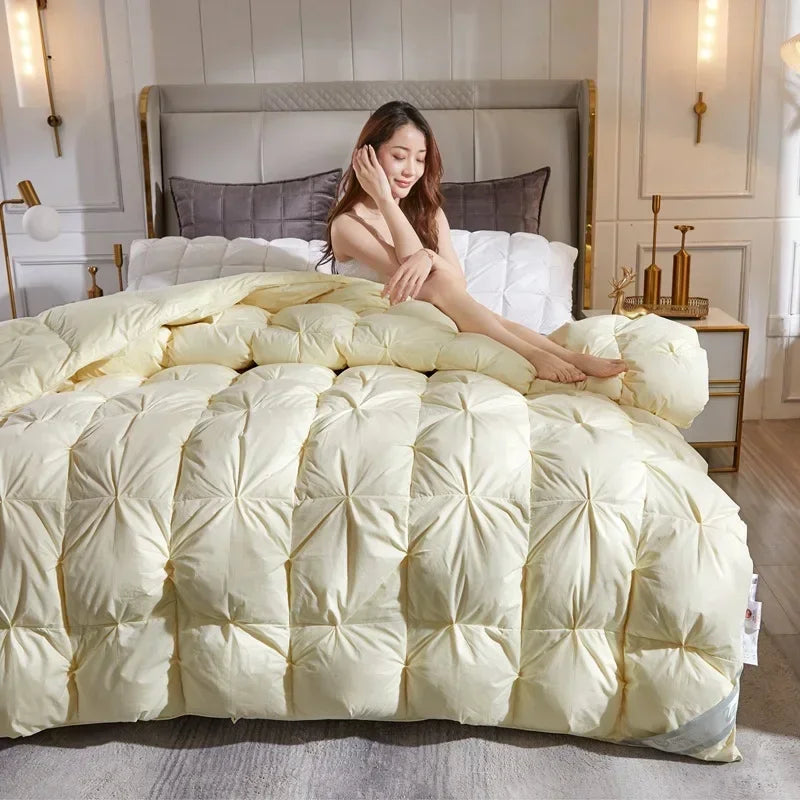 Five-Star Hotel Style Goose Down Duvet – Warm Winter Quilt for Single & Double Beds – Soft Quilted Polyester Comforter 150x200cm to 200x230cm