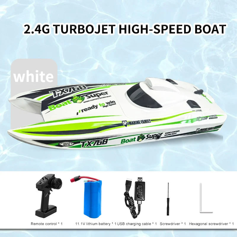 2.4G Brushless TX768 RC Speedboat – High-Speed Turbojet Remote Control Boat for Kids & Teens