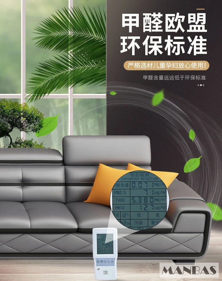 Modern Italian Genuine Leather Sectional Sofa with USB Charging & Bluetooth Speaker – MINGDIBAO Living Room Furniture