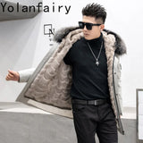Real Mink Fur Inner Coat Men 90% Down 10% Feather Winter Mid-Length Jacket with Hood and Fox Fur Collar thumbnail 2