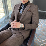 Men’s Modified Plaid Three-Piece Suit – Slim Fit England Style Vest & Trousers Set thumbnail 38