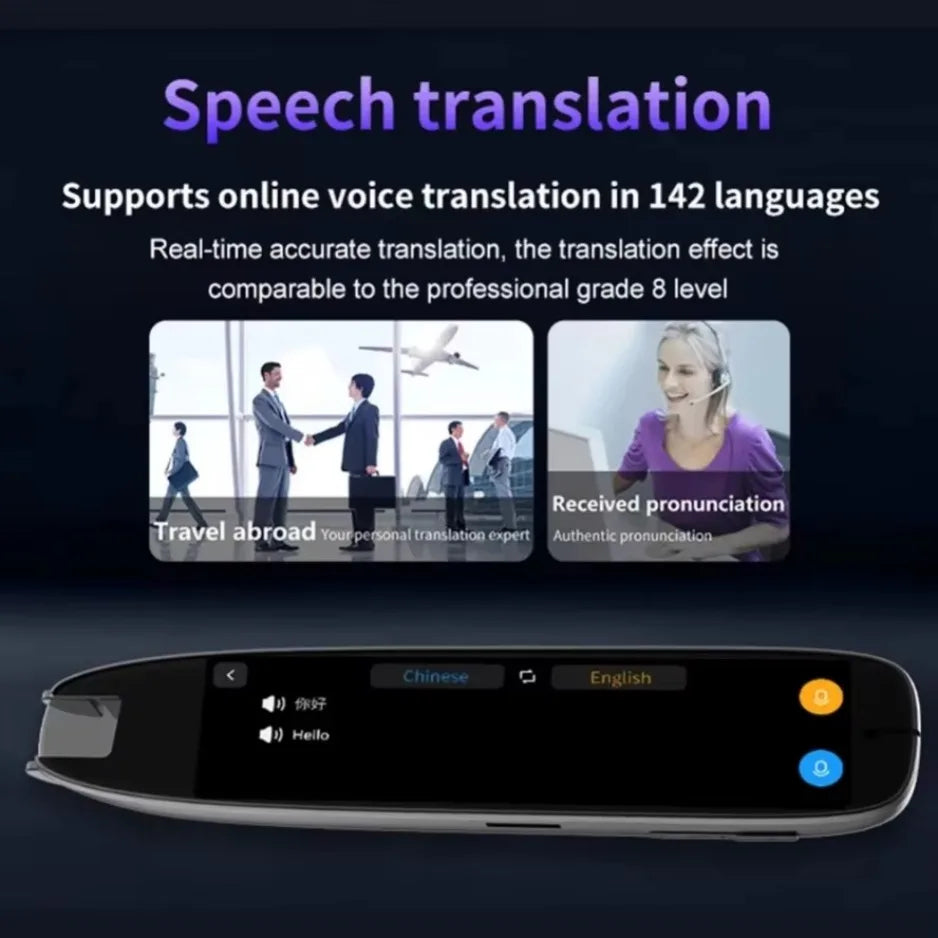 XIKCU S65 Pro Smart Voice & Scan Translator Pen – 142 Languages WiFi Translation Device for Travel & Business