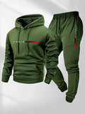 Men’s Hooded Sportswear Set – Letter Print Hoodie & Drawstring Pants Autumn Winter thumbnail 3