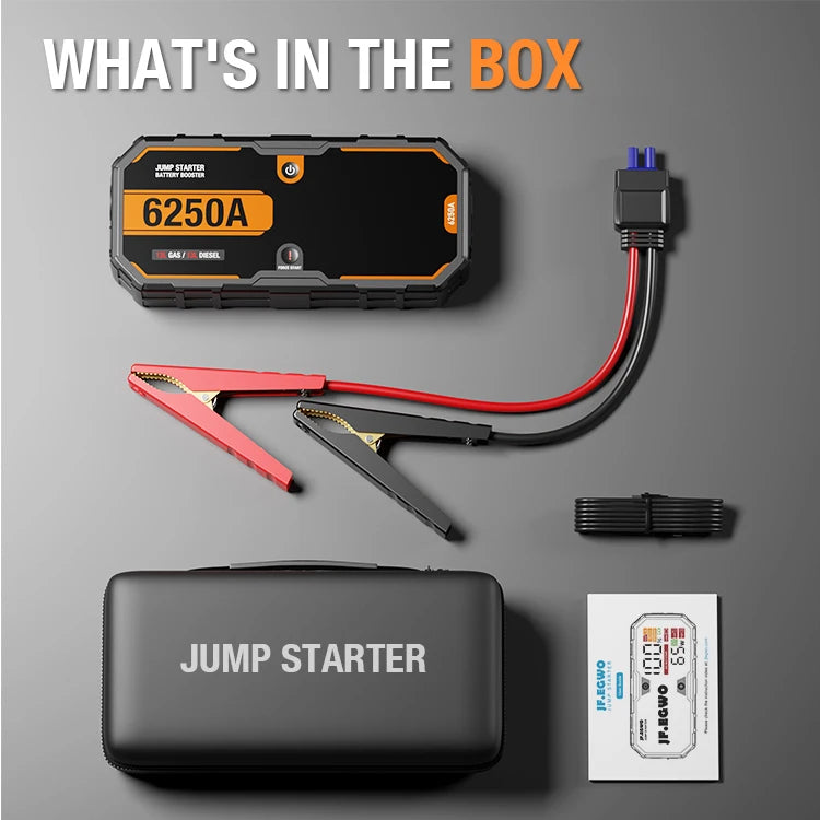 Car 6250A 30000mAh Portable 12V Jump Starter Power Bank Auto Battery Charger Booster