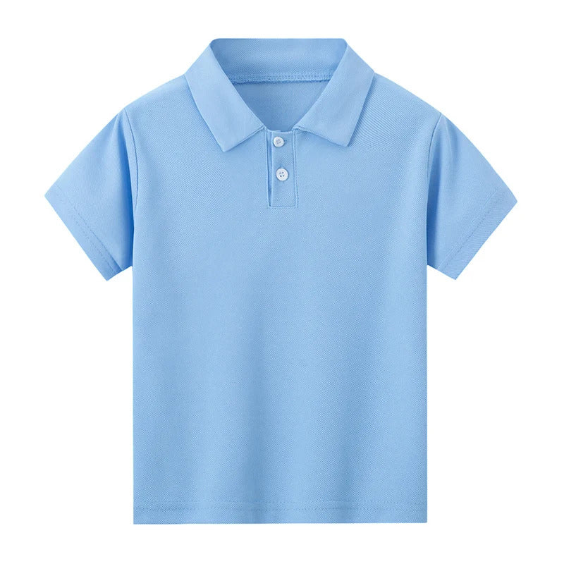 Kids Short Sleeve Polo Shirt – Casual Solid Color Summer Prince Style Top