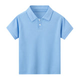 Kids Short Sleeve Polo Shirt – Casual Solid Color Summer Prince Style Top thumbnail 4