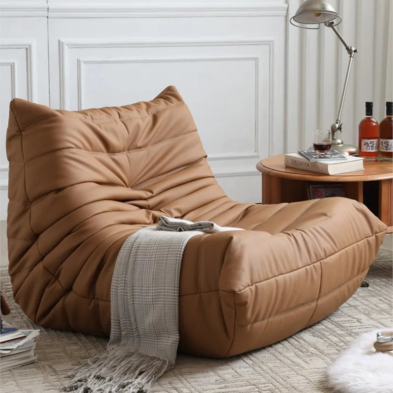 MOMO Caterpillar Single Recliner Lazy Sofa Wabi-Sabi Style Fabric Lounge Chair 78x103cm