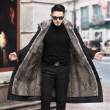 Men’s Detachable Fur One-Piece Winter Coat – Thick Faux Mink Fur Lined thumbnail 1