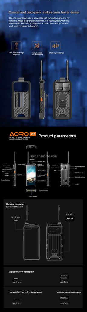 AORO M8 5G Rugged Smartphone with Thermal Imaging & Walkie Talkie – IP68 Waterproof, FHD+ Display, Android 13
