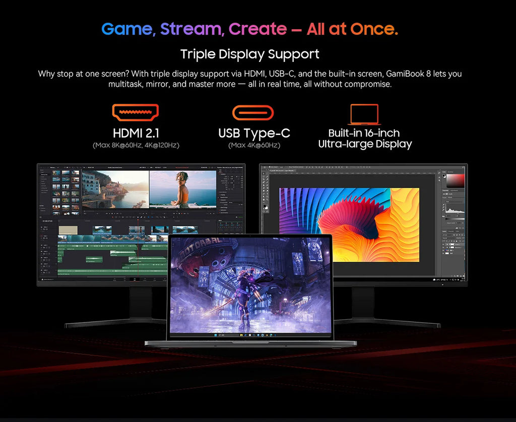 Blackview GamiBook 8 Laptop 16" AMD Ryzen 7 7735HS 16GB DDR5 512GB SSD Windows 11 Pro Wi-Fi 6