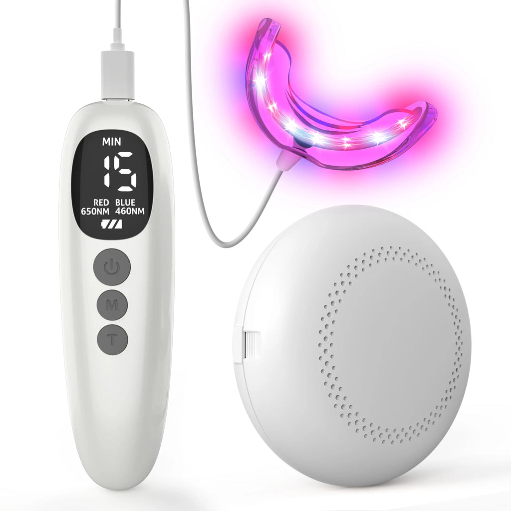 Teeth Whitening Accelerator 650nm Red and Blue LED Light Therapy Device for Gum Health and Oral Care