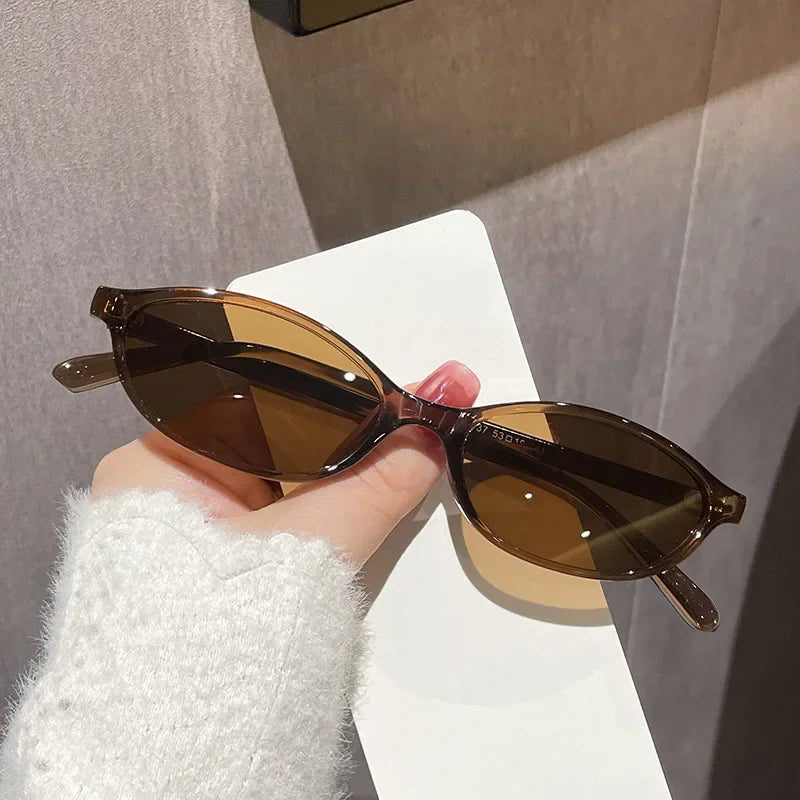 Retro Oval Cat Eye UV400 Sunglasses for Women – Trendy Small Frame Punk Sun Protection Shades