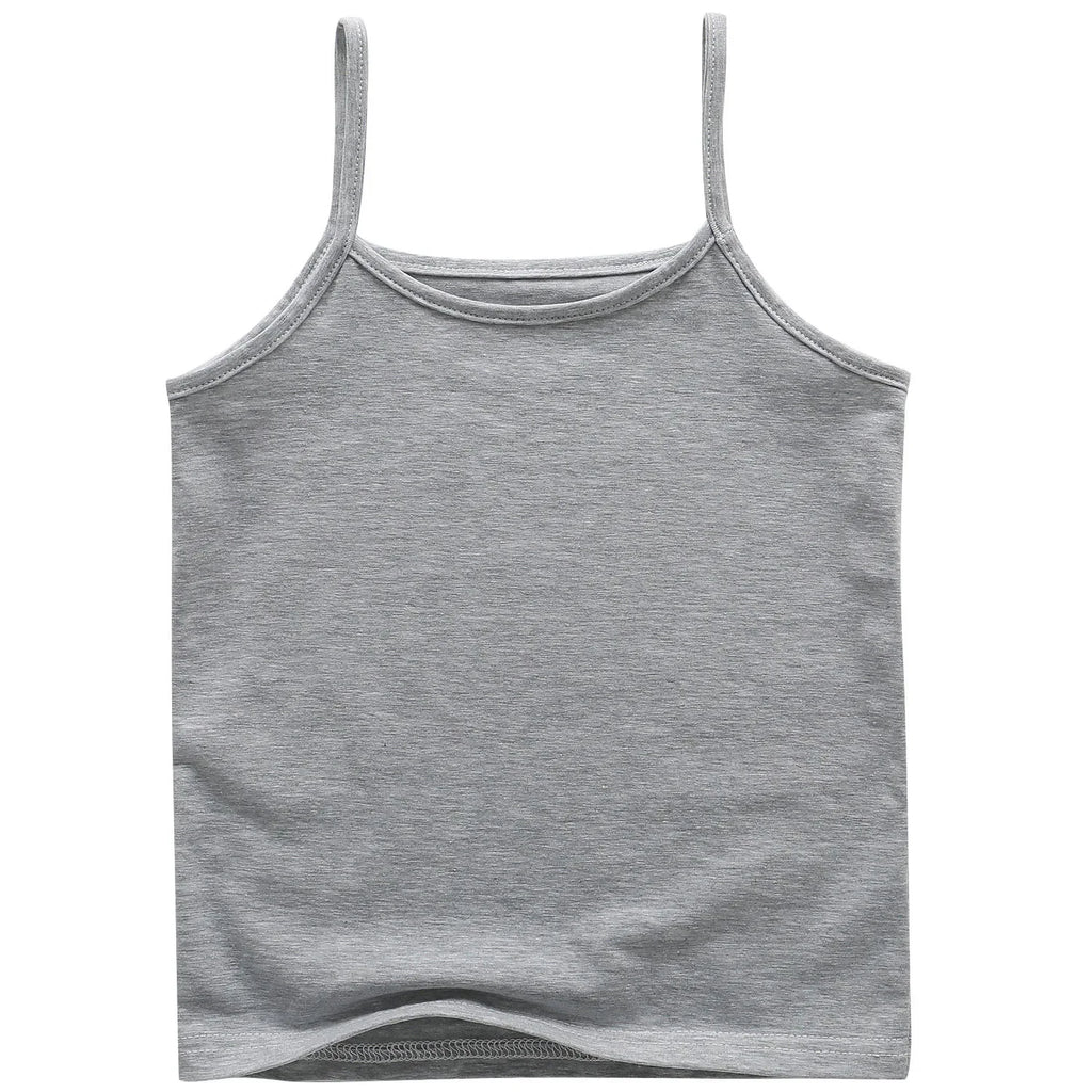 Cotton Girls Tank Top – Breathable Kids Camisole, Solid Color Sleeveless Vest for Ages 3-8