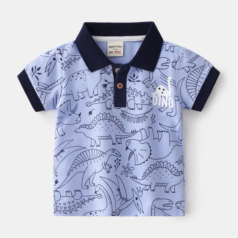 Fashion Kids Boys Polo Shirt – Luxury Stand Collar Summer Tee, Soft Breathable Cotton