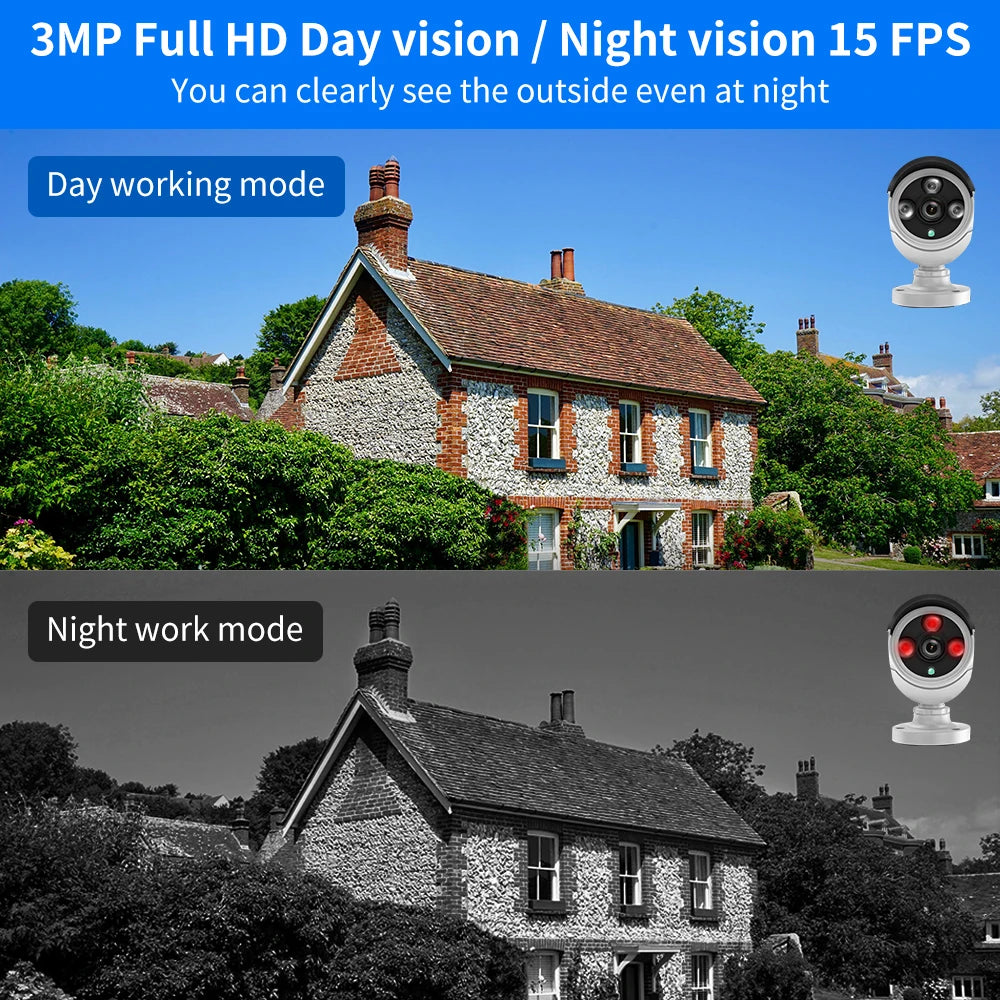 Hiseeu 3/5MP WiFi CCTV Camera Security System 10CH NVR Wireless Surveillance with IR Night Vision