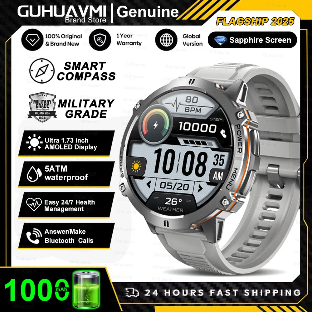 KAVSUMI X3 Outdoor GPS Smartwatch Ultra 2025 1000mAh AMOLED Display 10ATM Waterproof Bluetooth Call Sports Watch
