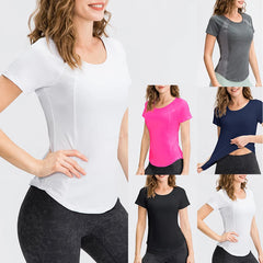 Women’s Breathable Quick-Dry Yoga Top – Short Sleeve Fitness & Workout T-Shirt
