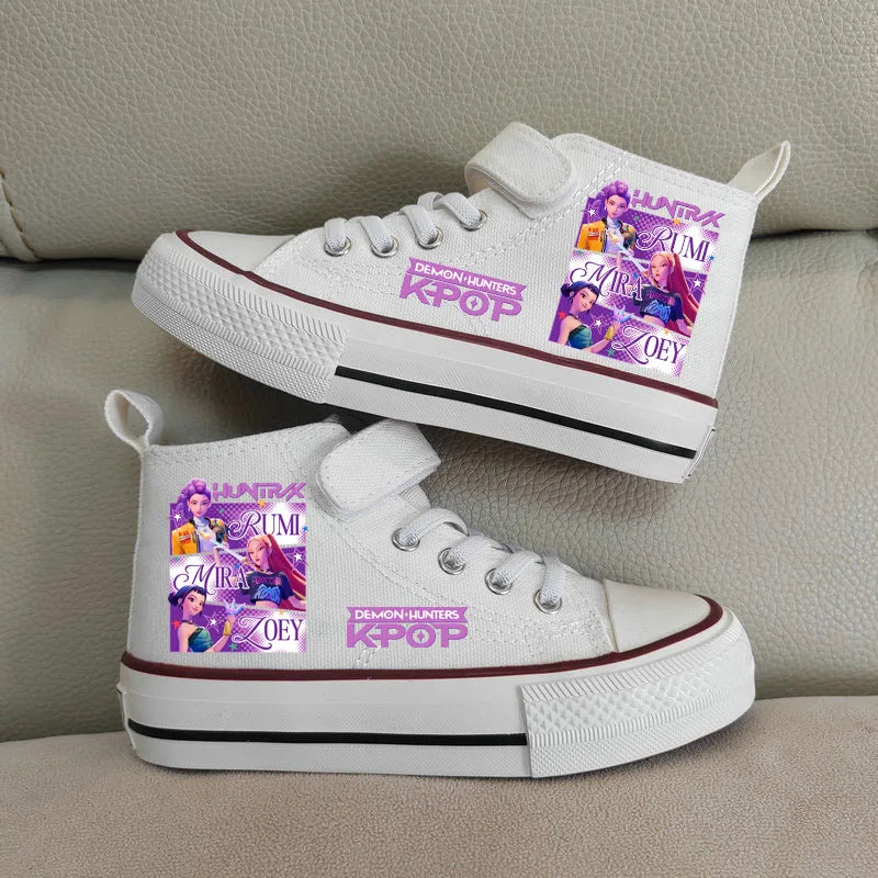 Children's High-Top Canvas Kpop Demon Hunter Sneakers – Breathable Kids Sports Shoes