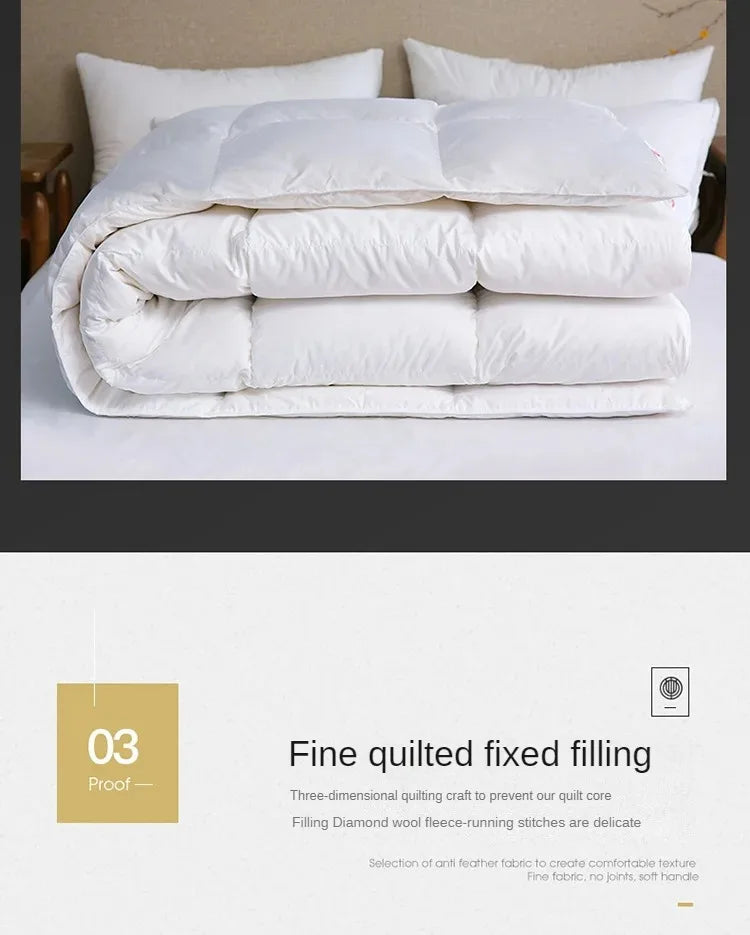 Five-Star Hotel Style Goose Down Duvet – Warm Winter Quilt for Single & Double Beds – Soft Quilted Polyester Comforter 150x200cm to 200x230cm