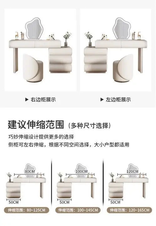Mirror Drawers Vanity Table with Chair – Modern Bedroom Makeup Storage Organizer