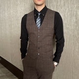 Men’s Modified Plaid Three-Piece Suit – Slim Fit England Style Vest & Trousers Set thumbnail 40