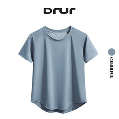 DRUR Women’s Breathable Yoga & Gym T-Shirt – Quick Dry Short Sleeve Workout Top