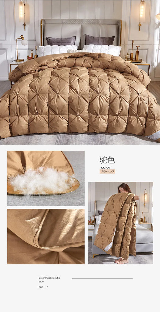 Five-Star Hotel Style Goose Down Duvet – Warm Winter Quilt for Single & Double Beds – Soft Quilted Polyester Comforter 150x200cm to 200x230cm