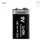 MATOV 9V 1100mAh USB Rechargeable Li-ion Battery – Type-C Charging | Long-Lasting Power for RC, Multimeters, Alarms & More thumbnail 22