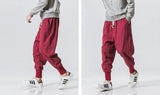 Men’s Cotton Linen Harem Pants – Baggy Streetwear Joggers with Elastic Waist thumbnail 13