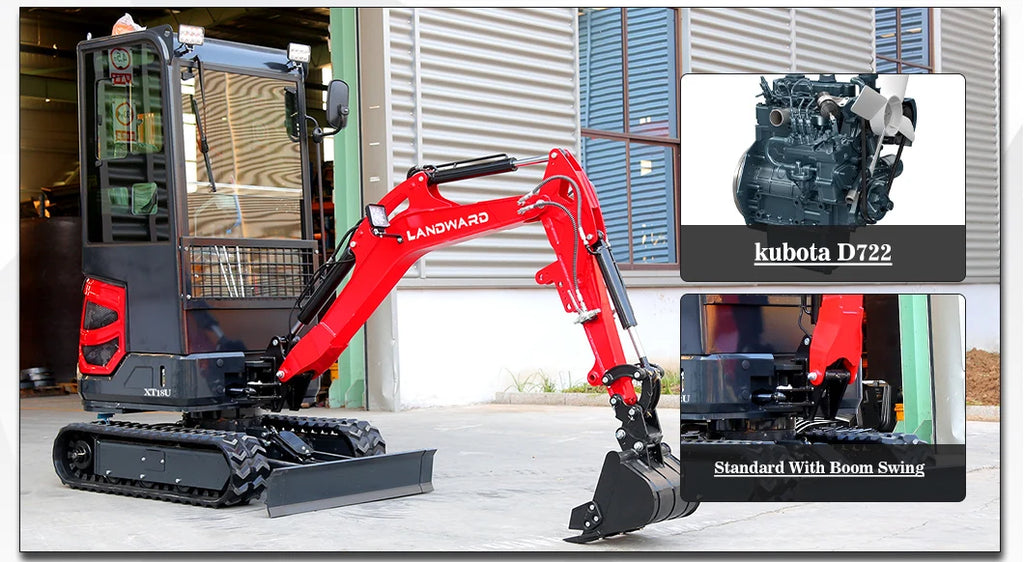 LANDWARD CE Euro 5 Mini Excavator 3.5 Ton with Kubota Engine – Customizable Home & Farm Crawler Excavator