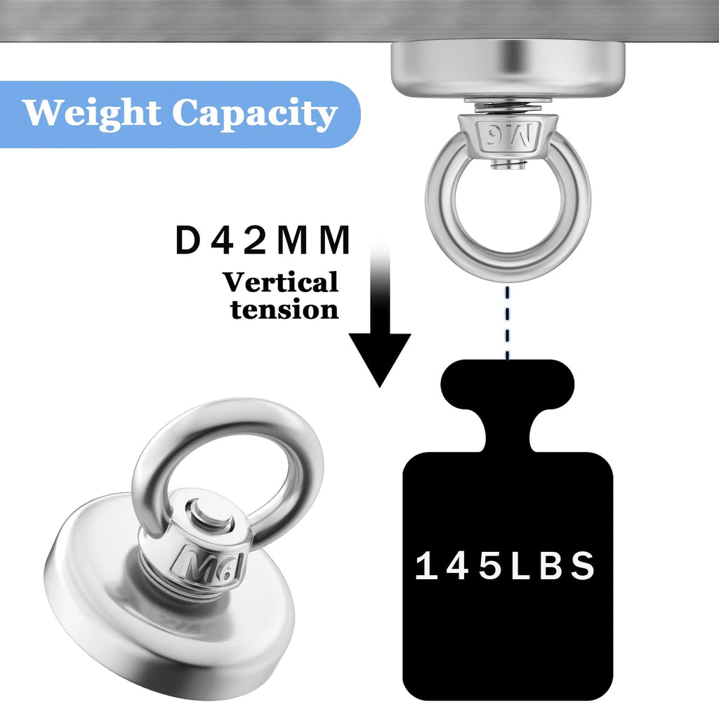 Super Strong Neodymium Fishing Magnet with Eyebolt – Heavy Duty Salvage Magnet