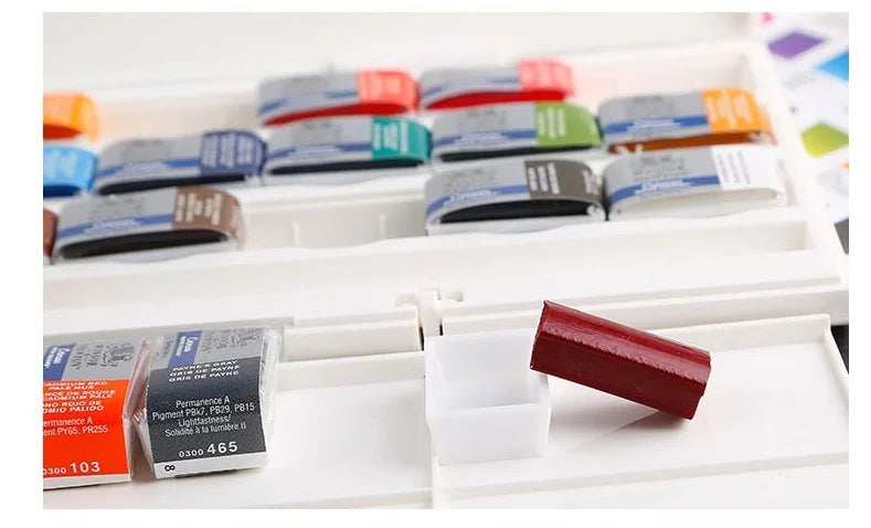 Winsor & Newton Cotman Solid Watercolor Paint Set 45 Piece Half Pan Set with Brush Portable Artist Ca