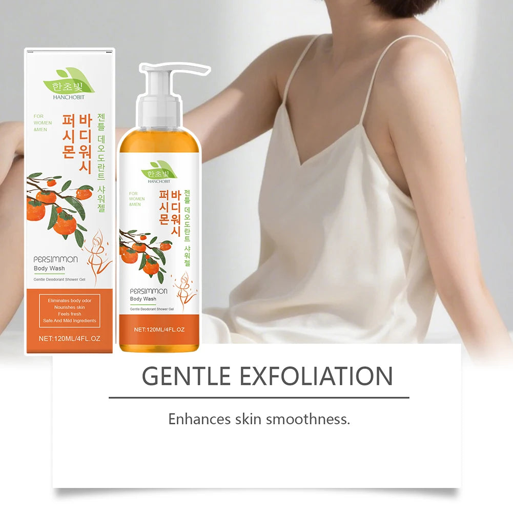 Persimmon Moisturizing Body Wash 120ml – Natural Deodorant Shower Gel for Odor Control & Soft Skin