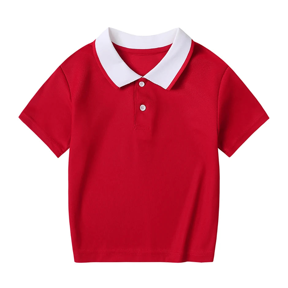 Children's Summer Color Matching Polo Shirt – Casual Short Sleeve Top for Boys & Girls