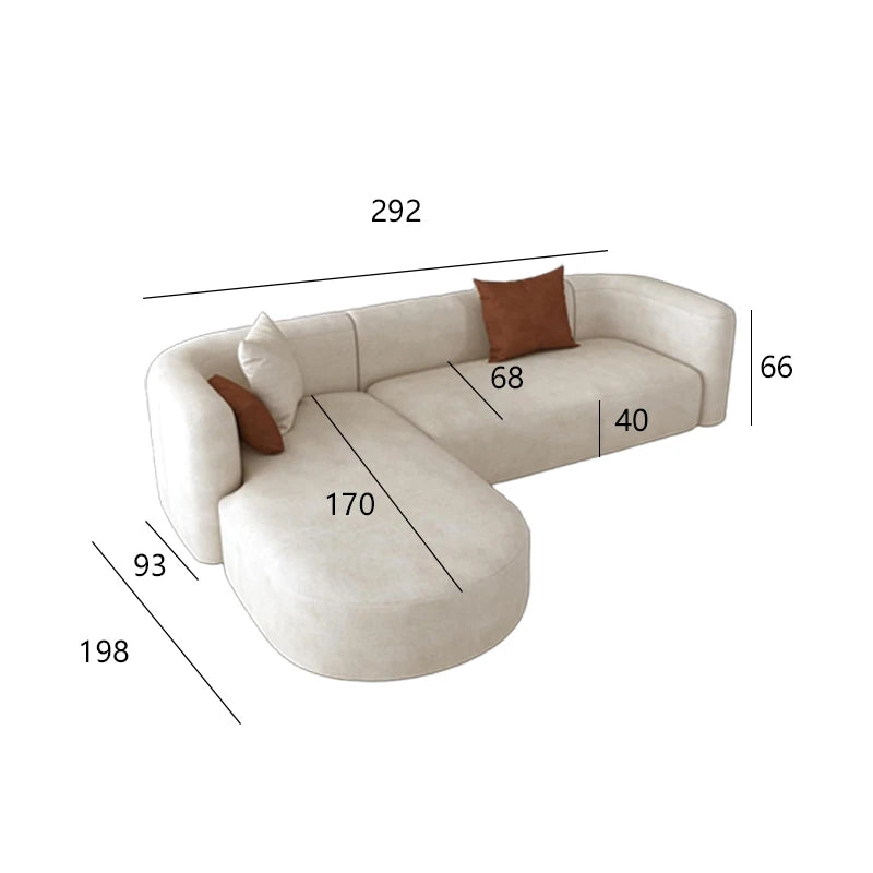 European Minimalist Luxury Living Room Sofa - Comfortable L-Shaped Velvet Sectional for Small Apartments