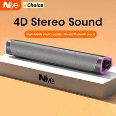 4D Computer Speaker Bar Stereo Sound Subwoofer Bluetooth Speaker for MacBook, Laptop, PC, and Music Player
