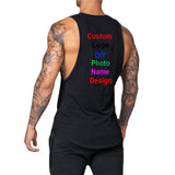 DIY Custom Logo Gym Tank Top for Men – Cotton Muscle Sleeveless Workout Vest thumbnail 2