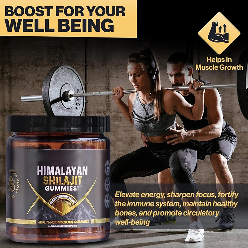 Himalayan Shilajit Gummies with Sea Moss & Ashwagandha – 30 Count Bottle for Heart, Brain & Cellular Support