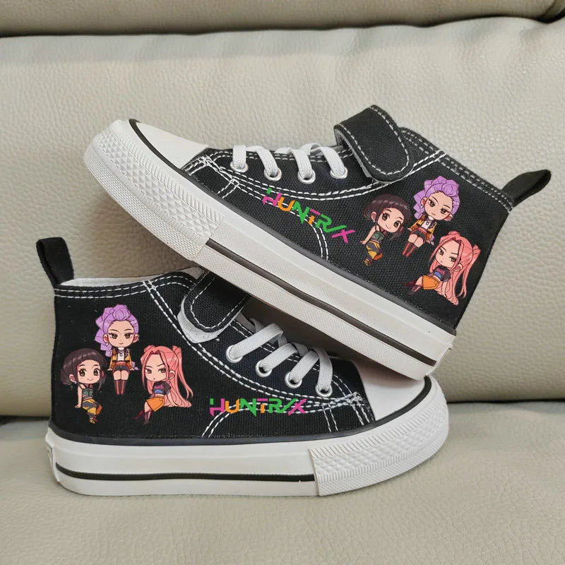 Children's High-Top Canvas Kpop Demon Hunter Sneakers – Breathable Kids Sports Shoes