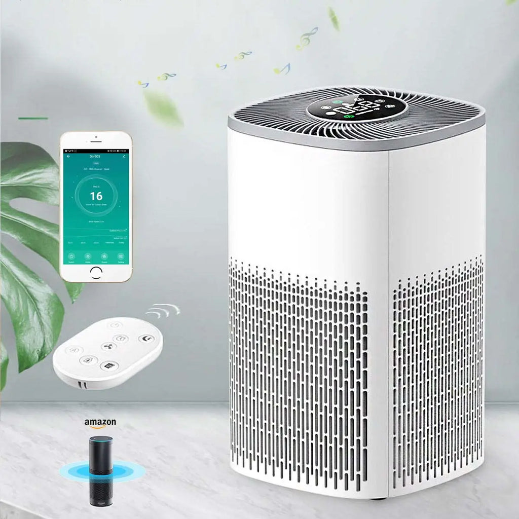 Smart WiFi Air Purifier with HEPA Filter, Tuya App & Alexa Control – Portable Home Air Cleaner with PM2.5 Display