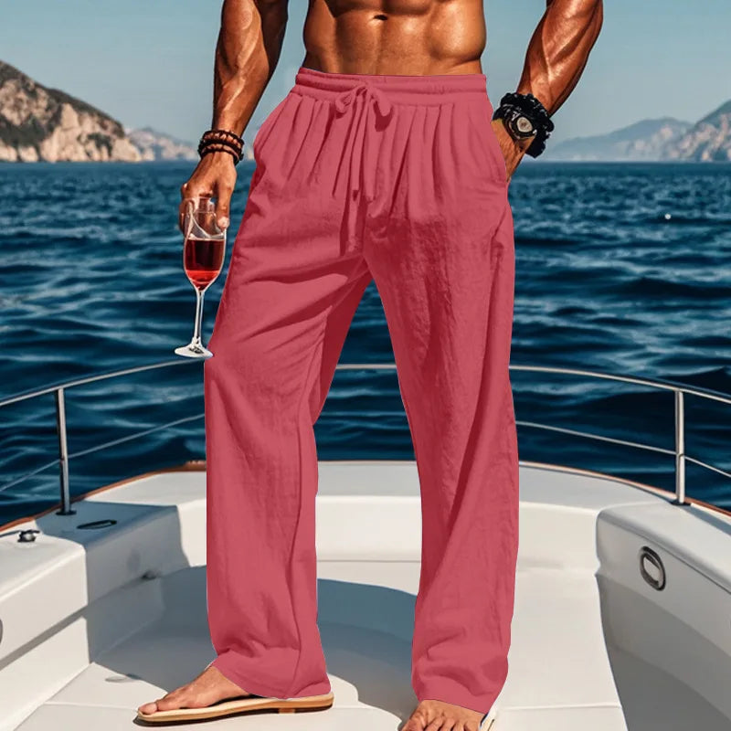 Men's 16-Color Breathable Linen Yoga Pants Loose Casual Sportswear for Spring/Summer