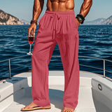 Men's 16-Color Breathable Linen Yoga Pants Loose Casual Sportswear for Spring/Summer thumbnail 38