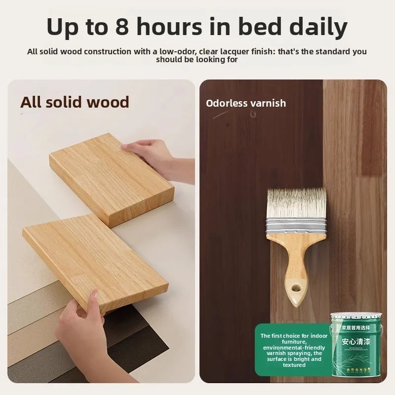 Solid Wood Bedside Table with Storage – Modern Minimalist Bedroom Side Table