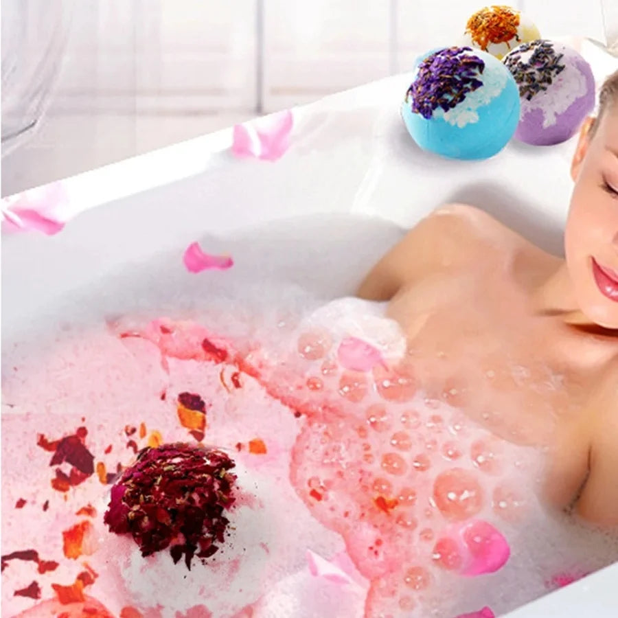 Handmade Bath Bomb Set with Essential Oils and Sea Salt – Moisturizing & Skin Peeling Bubble Ball Gift