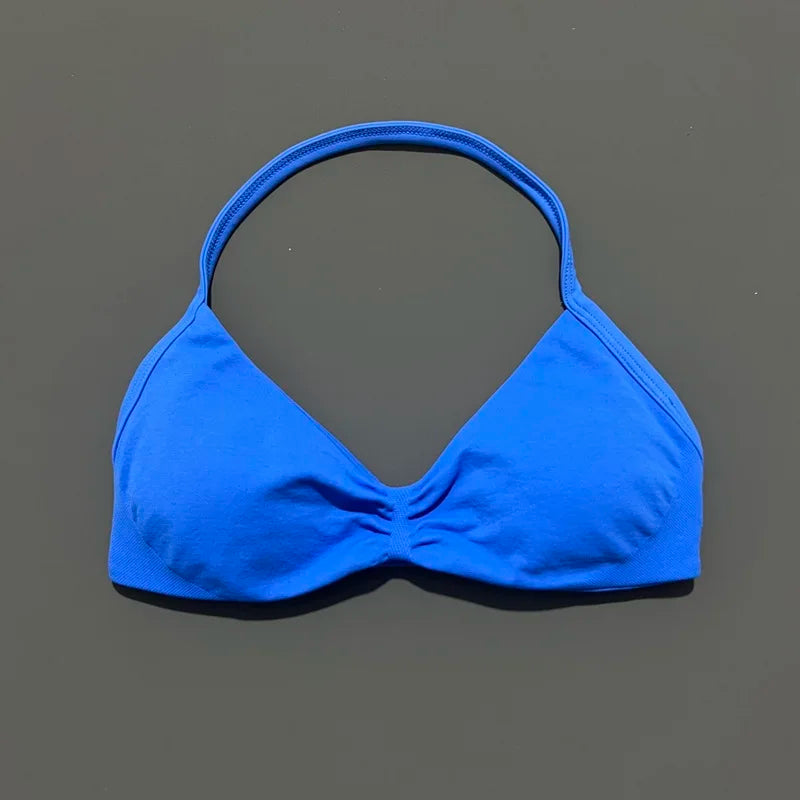 Strappy Backless Sports Bra for Women – Push-Up Yoga & Gym Top with Removable Cups