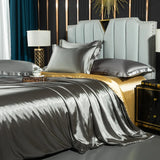 Nordic Silk Rayon Bedding Set 3/4/5 Piece Duvet Cover Bed Sheet Pillowcase Solid Luxury Twin Full Queen King Family Size thumbnail 19