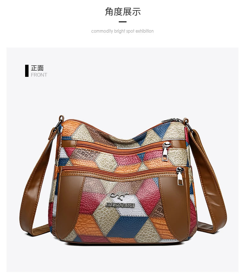 Vintage PU Leather Armpit Shoulder Bag for Women – Geometric Rivet Crossbody Satchel