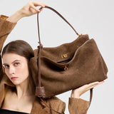 Women’s Genuine Suede Leather Large Capacity Shoulder Tote Bag Luxury Casual Handbag thumbnail 3