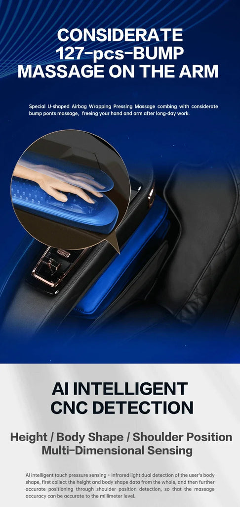 Full Body Elastic Massage Chair with Voice Control, Heating & Foot Roller – LCD Remote, OUCEY