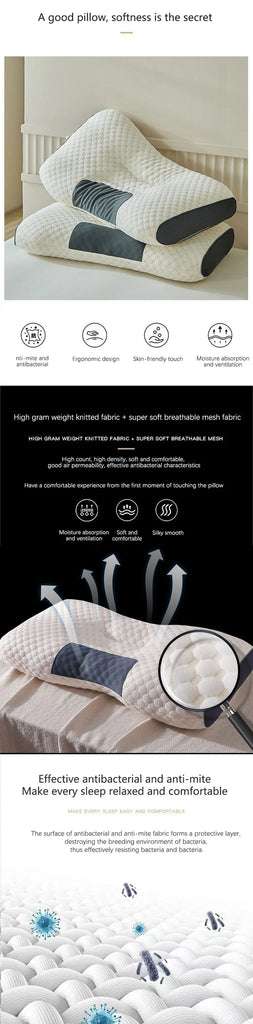 Neck Pillow for Sleep and Cervical Support – Orthopedic SPA Massage Pillow with Soybean Fiber